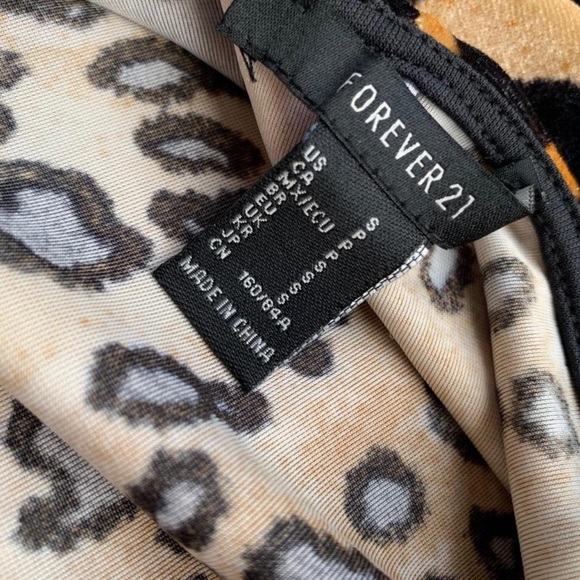 Forever 21 Small Animal Print Leopard Fabric Velvet Fuzzy Camisole Mini Dress - Picture 4 of 5